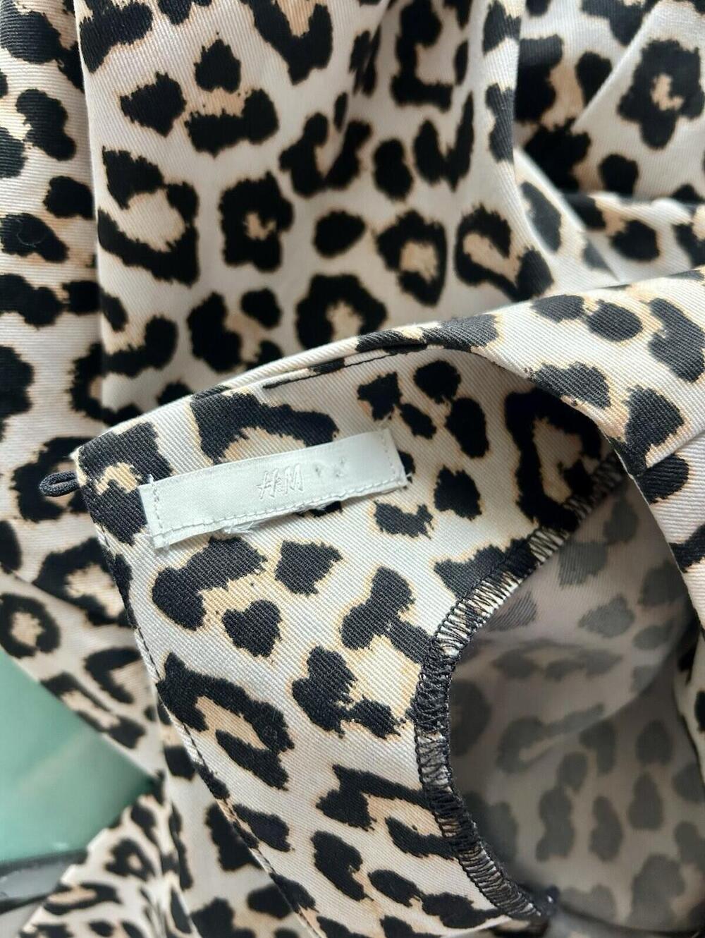 H&M Short-Sleeved Leopard Print Shift Dress Women’s Size Medium - Picture 3 of 9